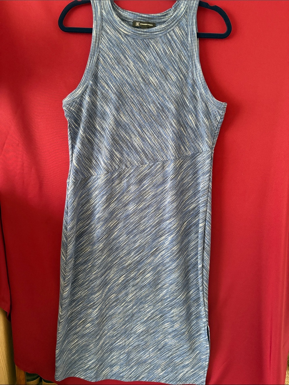 INC International Concepts Heathered Blue Sleeveless Midi Dress